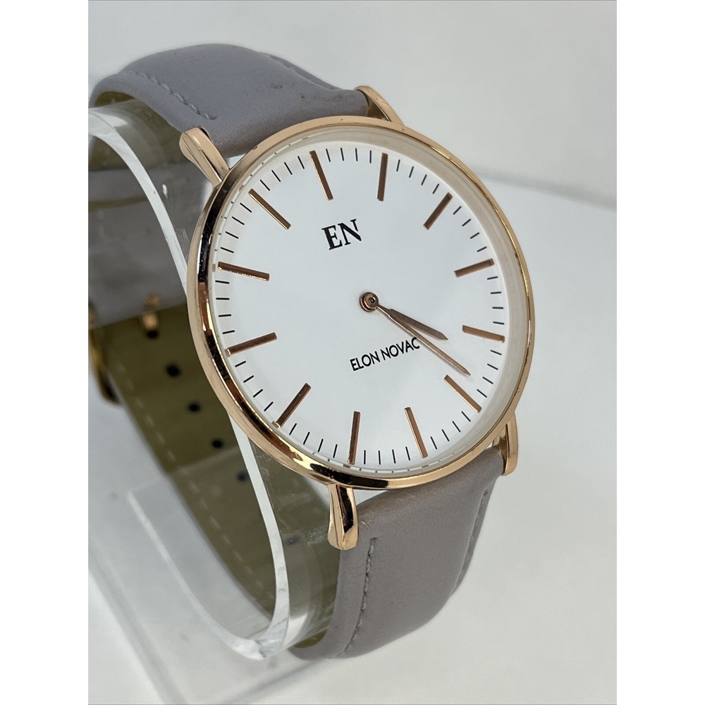 Elon Novac Aubrey Vegan Leather 38mm Rose Gold Quartz Women's Watch- New Battery